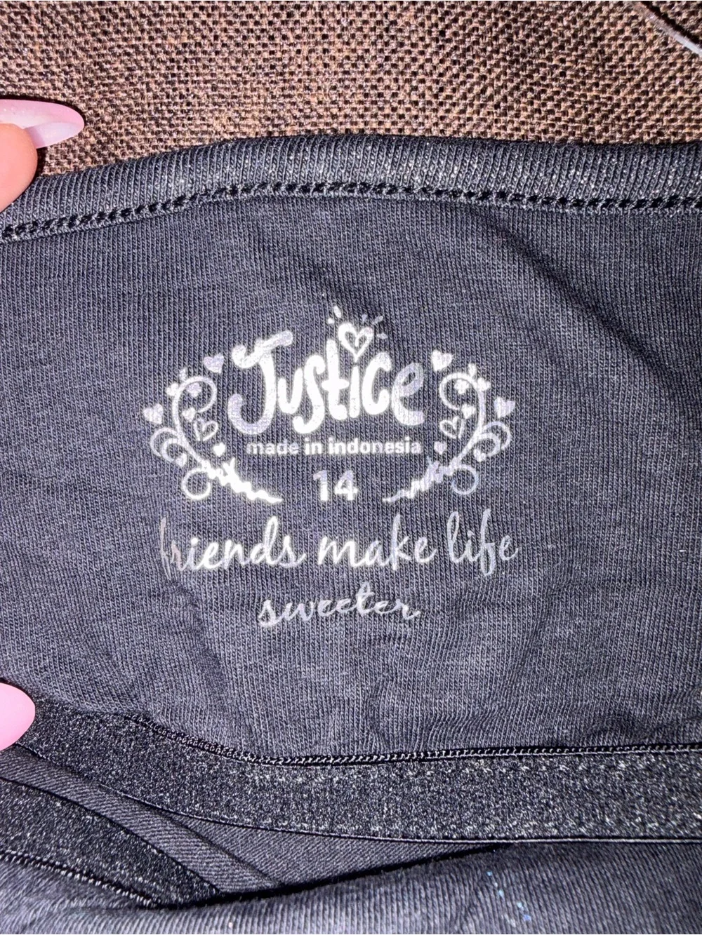 NWOT Justice Sparkle Rhinestone Tank Top - Black with Pink & Silver Accents